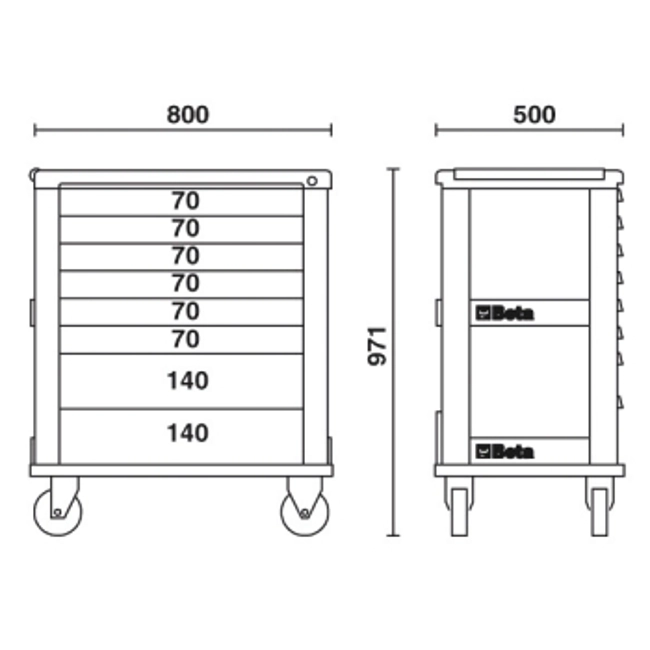 Vendita online Carrello 8 cassetti art.C39/8